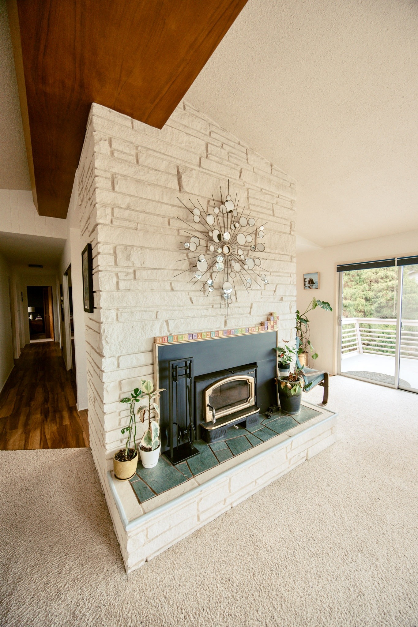 Stone fireplace