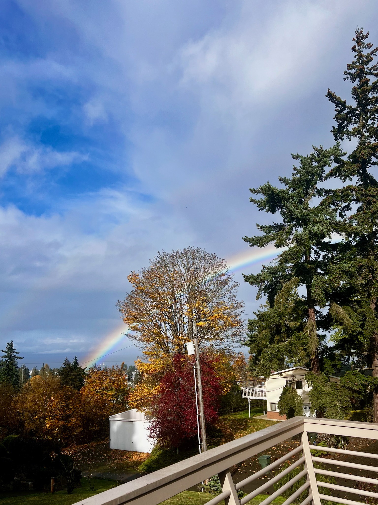 Fall rainbow over the water
